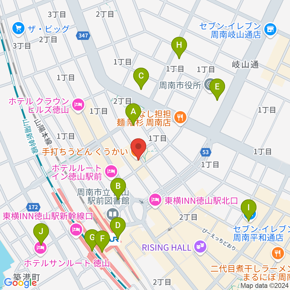 周南ガンボ周辺のコンビニエンスストア一覧地図