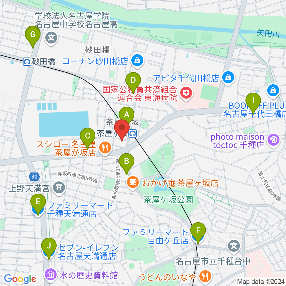 親和楽器 グランドピアノ練習室周辺のコンビニエンスストア一覧地図