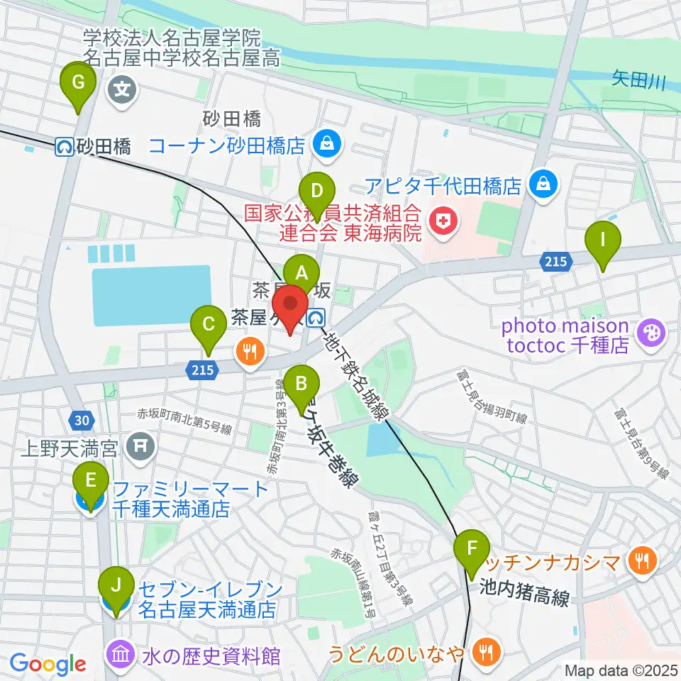 親和楽器 グランドピアノ練習室周辺のコンビニエンスストア一覧地図