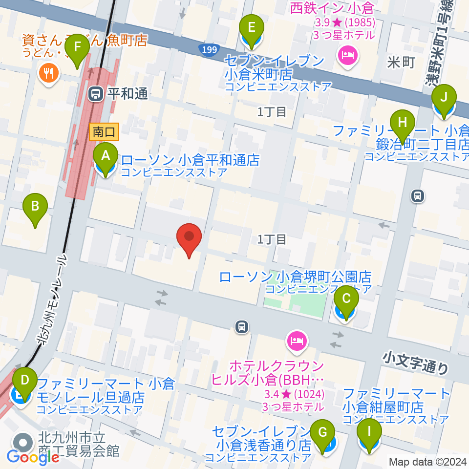 小倉カサブランカ周辺のコンビニエンスストア一覧地図