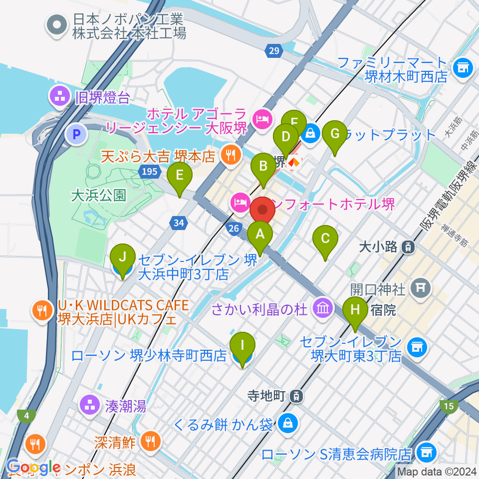 堺チクタク・スタジオNoi周辺のコンビニエンスストア一覧地図