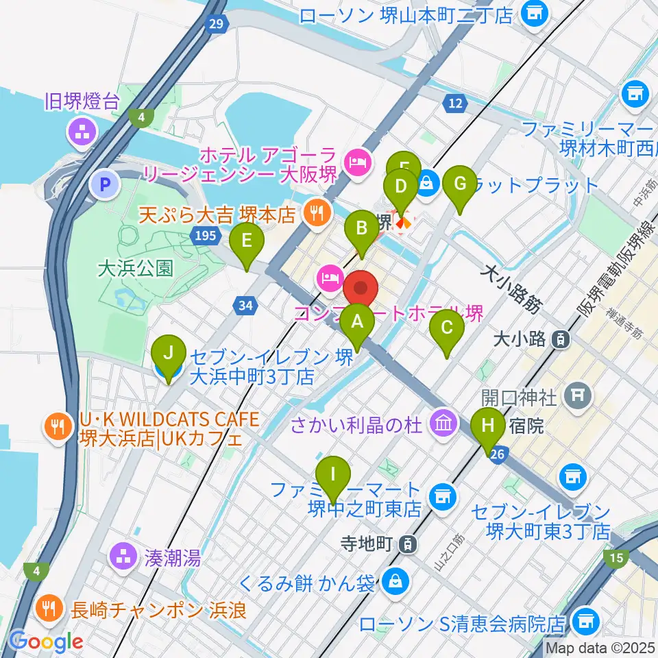 堺チクタク・スタジオNoi周辺のコンビニエンスストア一覧地図
