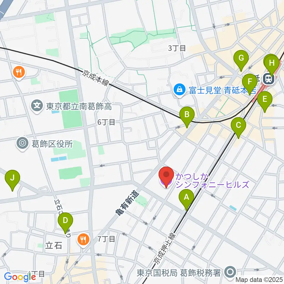 かつしかシンフォニーヒルズ周辺のコンビニエンスストア一覧地図
