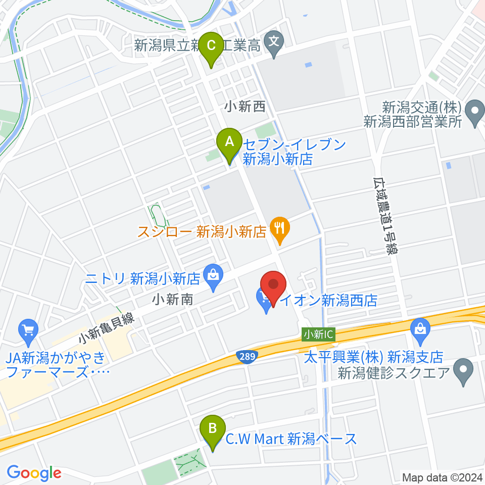 あぽろんイオン新潟西店周辺のコンビニエンスストア一覧地図