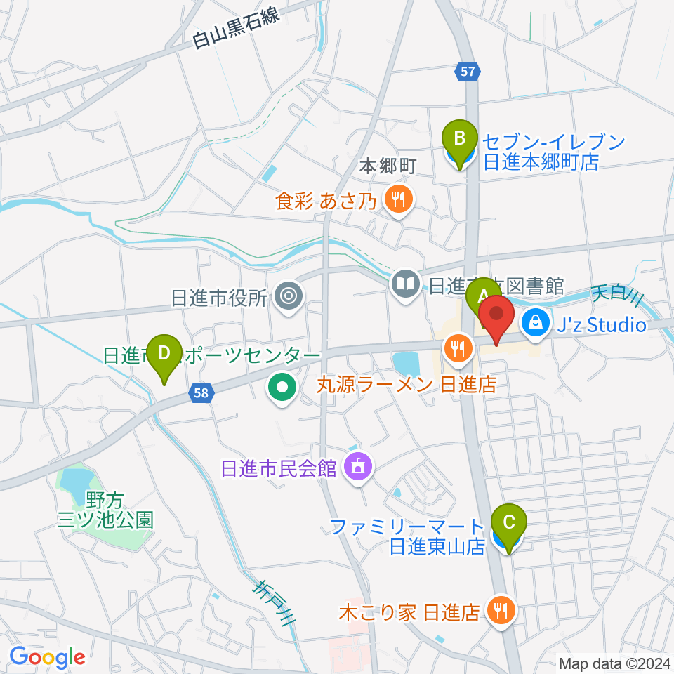 J’z Studio West周辺のコンビニエンスストア一覧地図