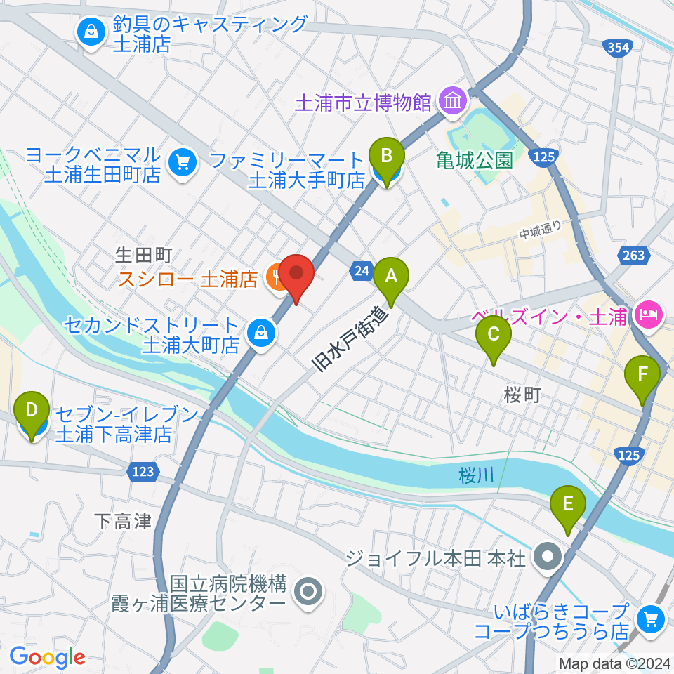 MUSIC PLANT土浦店周辺のコンビニエンスストア一覧地図