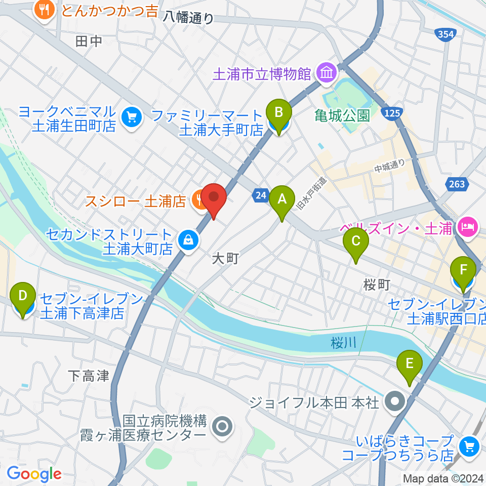 MUSIC PLANT土浦店周辺のコンビニエンスストア一覧地図