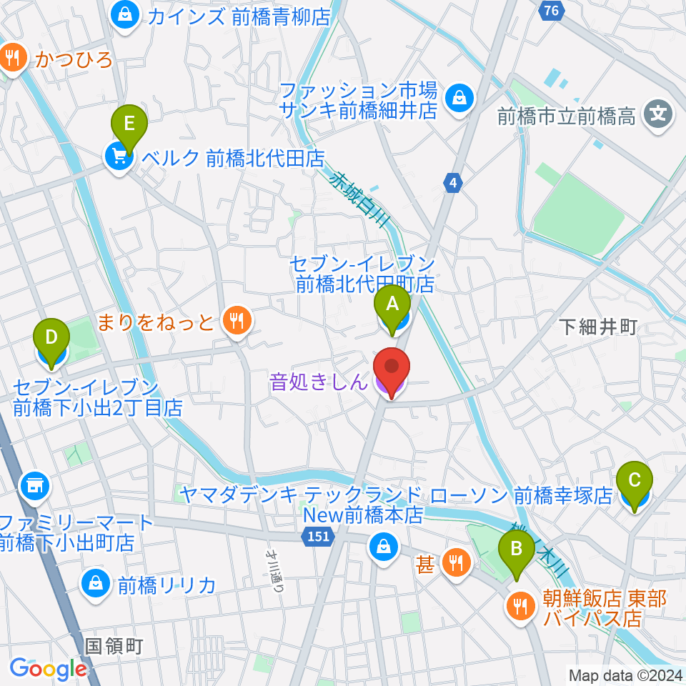 音処きしん周辺のコンビニエンスストア一覧地図