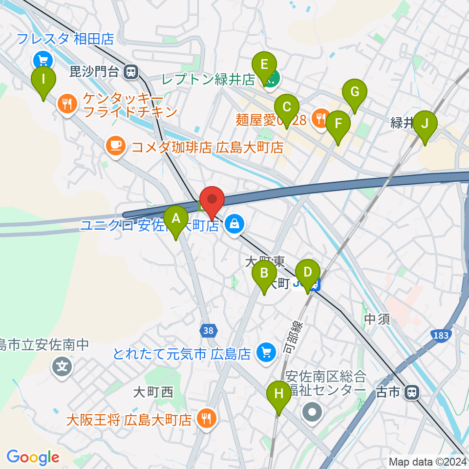 音楽館ピアノプラザ広島店周辺のコンビニエンスストア一覧地図