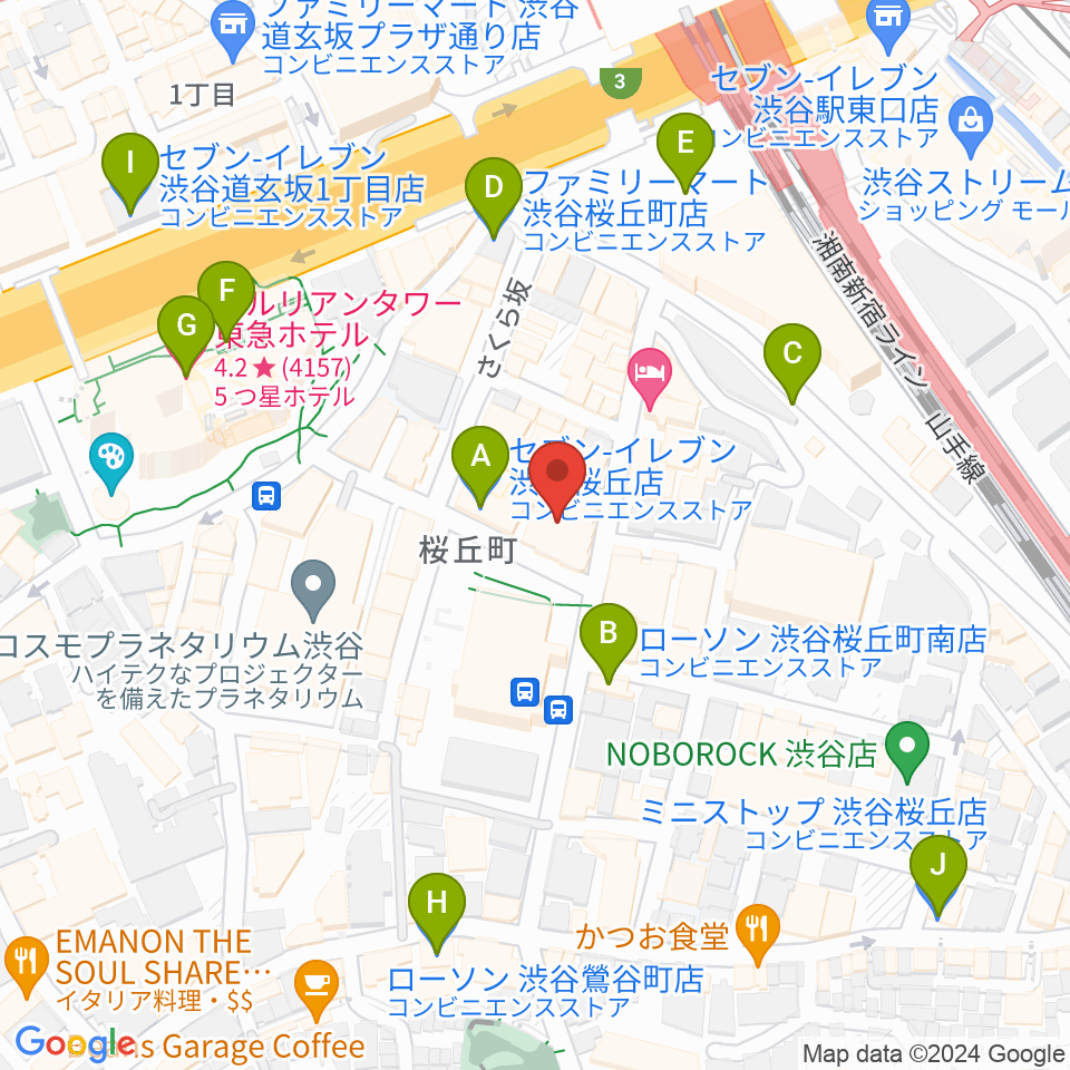 スタジオペンタ渋谷ジュークハウス周辺のコンビニエンスストア一覧地図