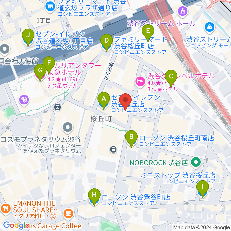 スタジオペンタ渋谷ジュークハウス周辺のコンビニエンスストア一覧地図