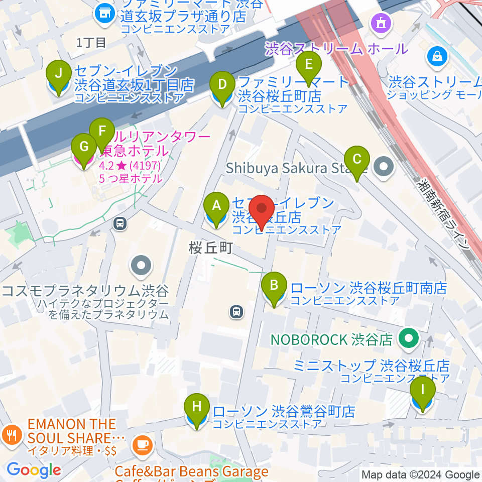 スタジオペンタ渋谷ジュークハウス周辺のコンビニエンスストア一覧地図