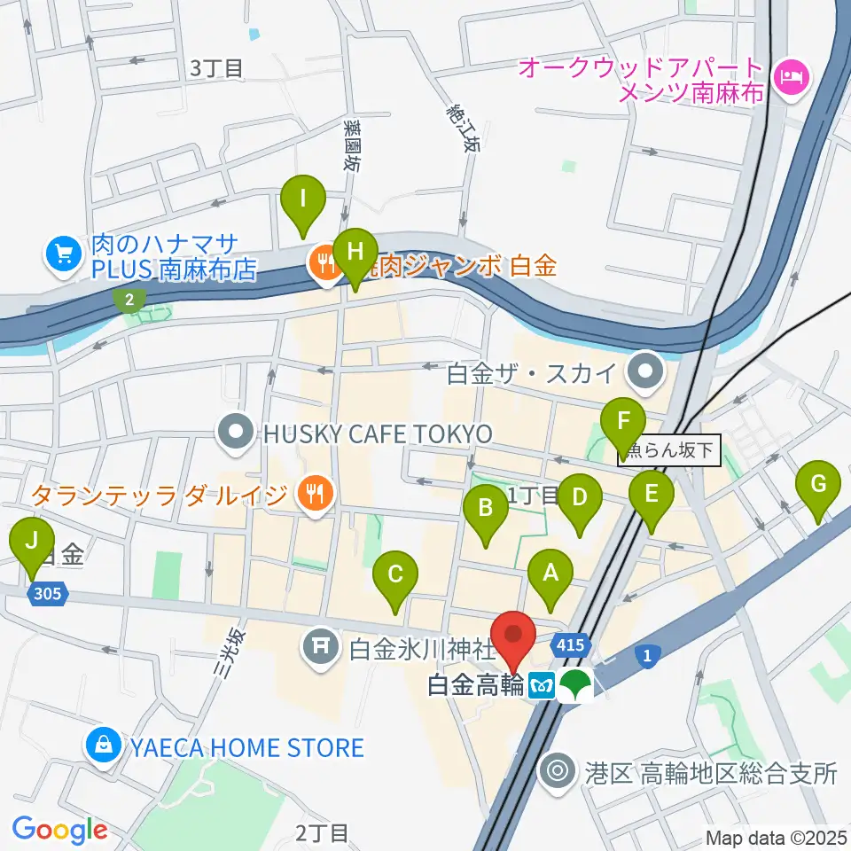 白金高輪ひとみ音楽教室周辺のコンビニエンスストア一覧地図