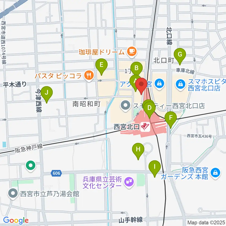 JGSミュージックスクール西宮校周辺のコンビニエンスストア一覧地図