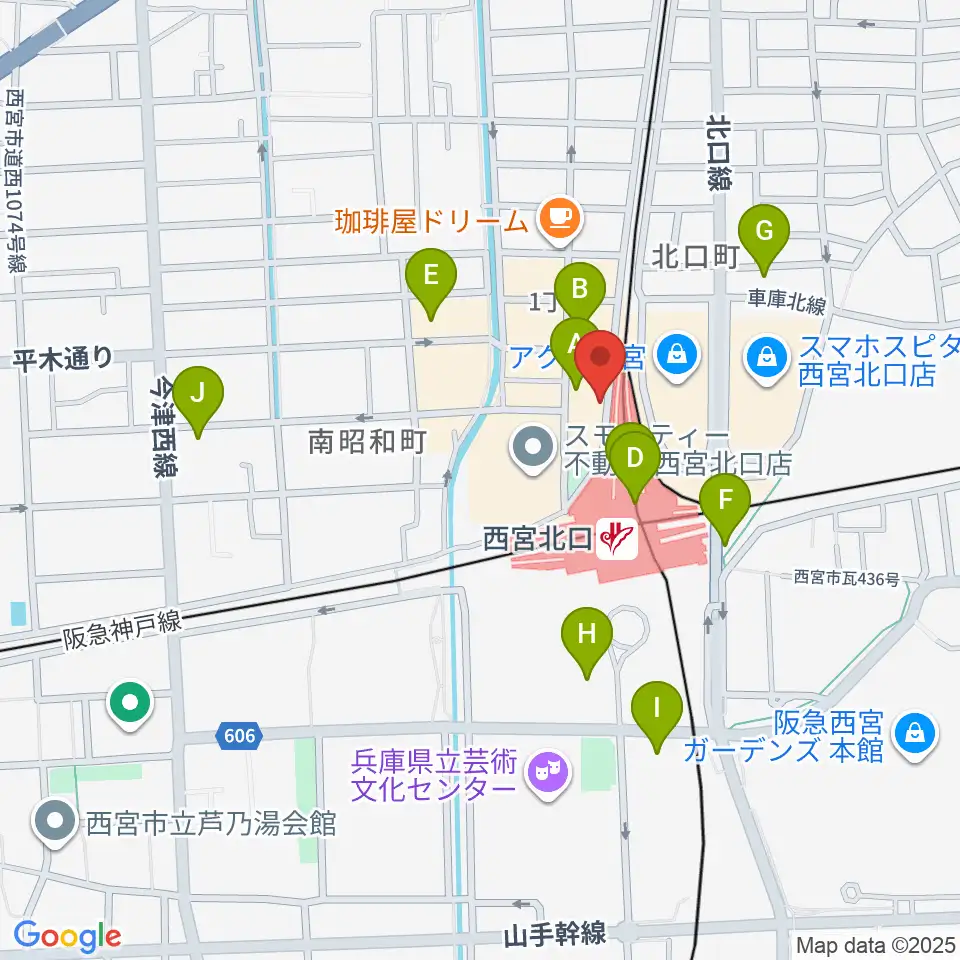 JGSミュージックスクール西宮校周辺のコンビニエンスストア一覧地図