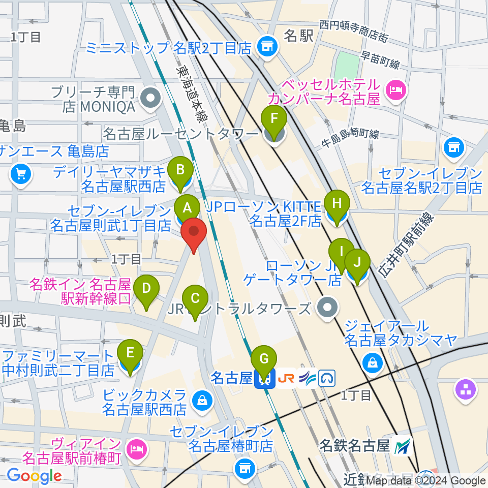 アイズボーカルスクール名古屋駅前校周辺のコンビニエンスストア一覧地図