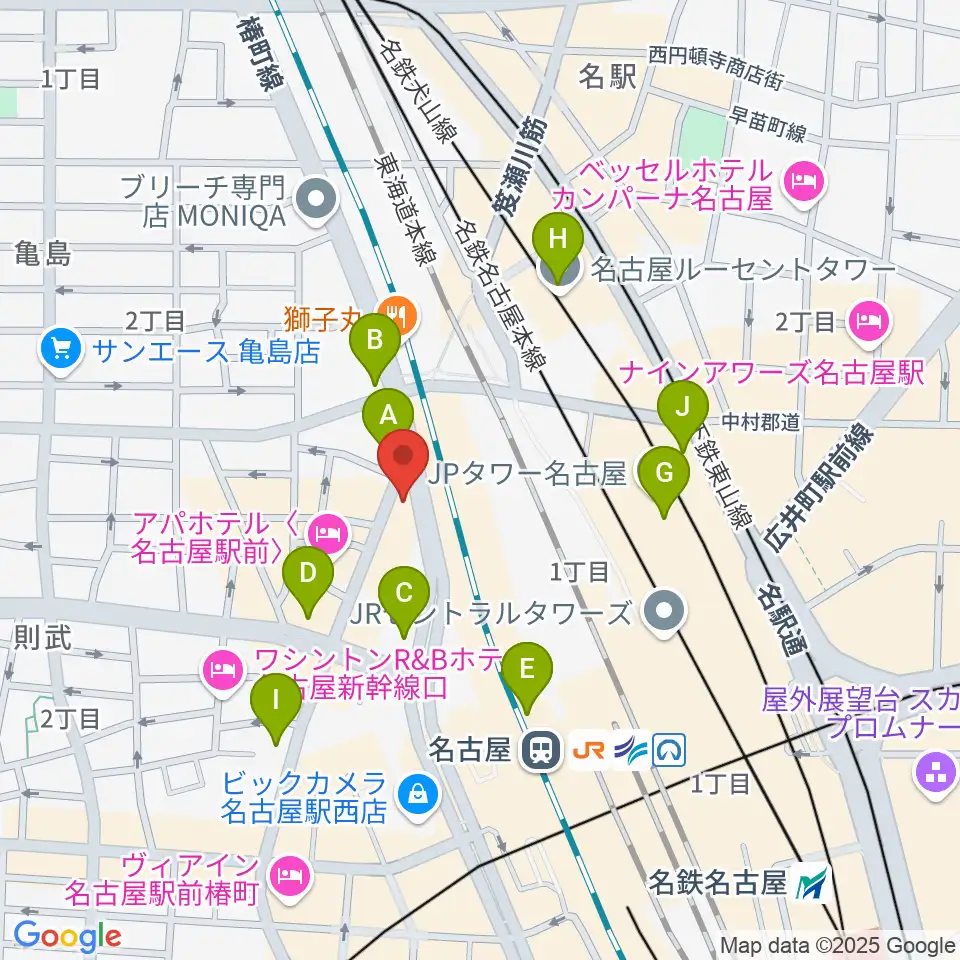 アイズボーカルスクール 名古屋駅前校周辺のコンビニエンスストア一覧地図