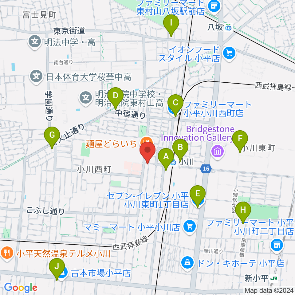 ステラ音楽教室 小川駅前教室周辺のコンビニエンスストア一覧地図