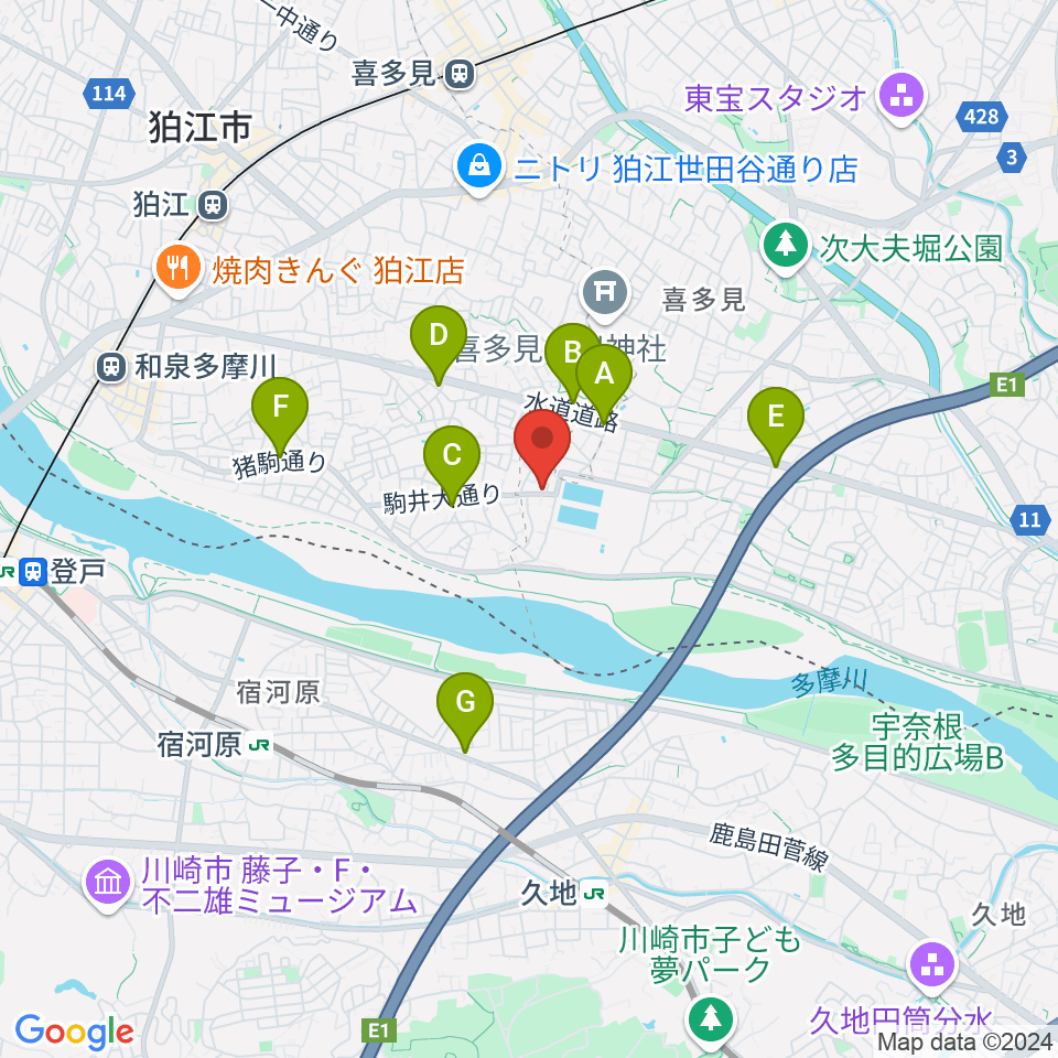 いけだ音楽教室周辺のコンビニエンスストア一覧地図