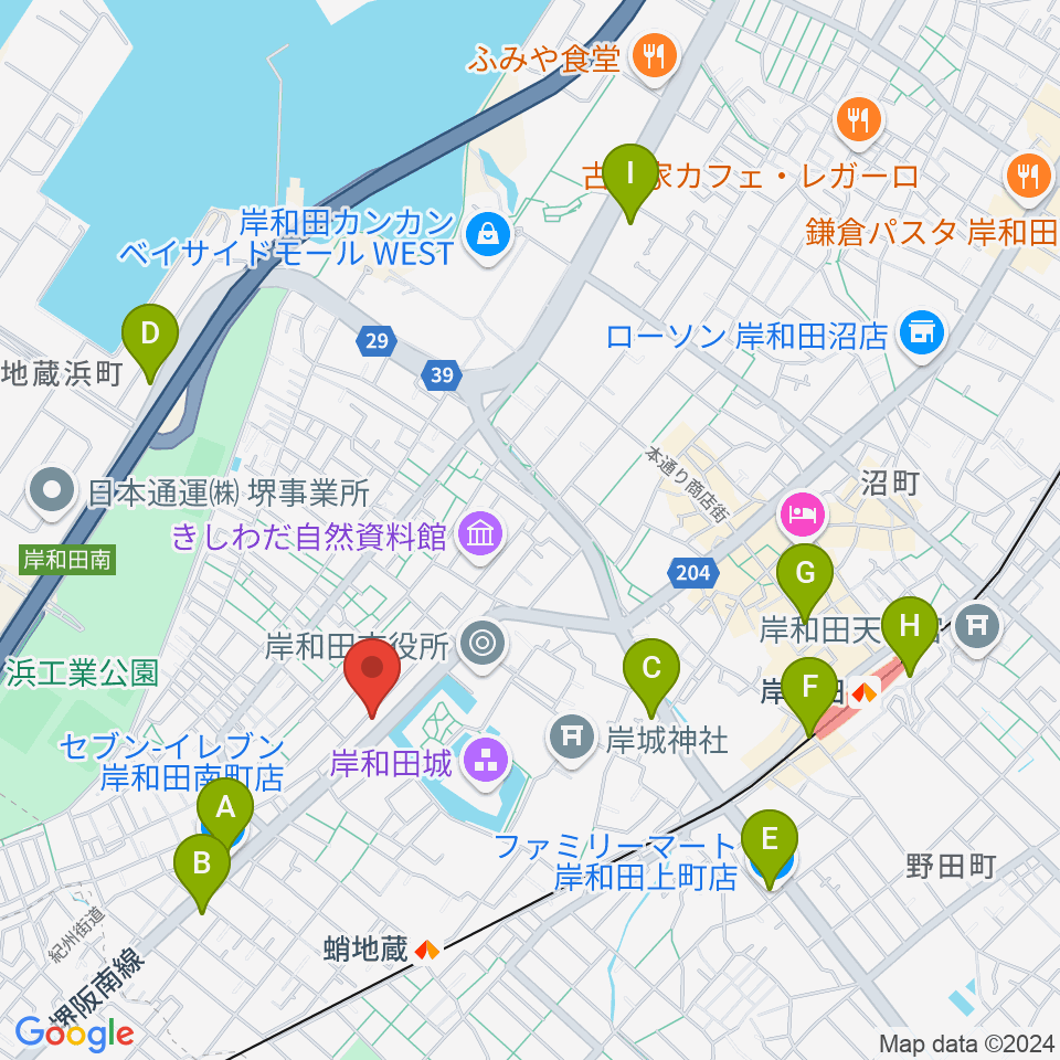 民の謡 岸和田店周辺のコンビニエンスストア一覧地図