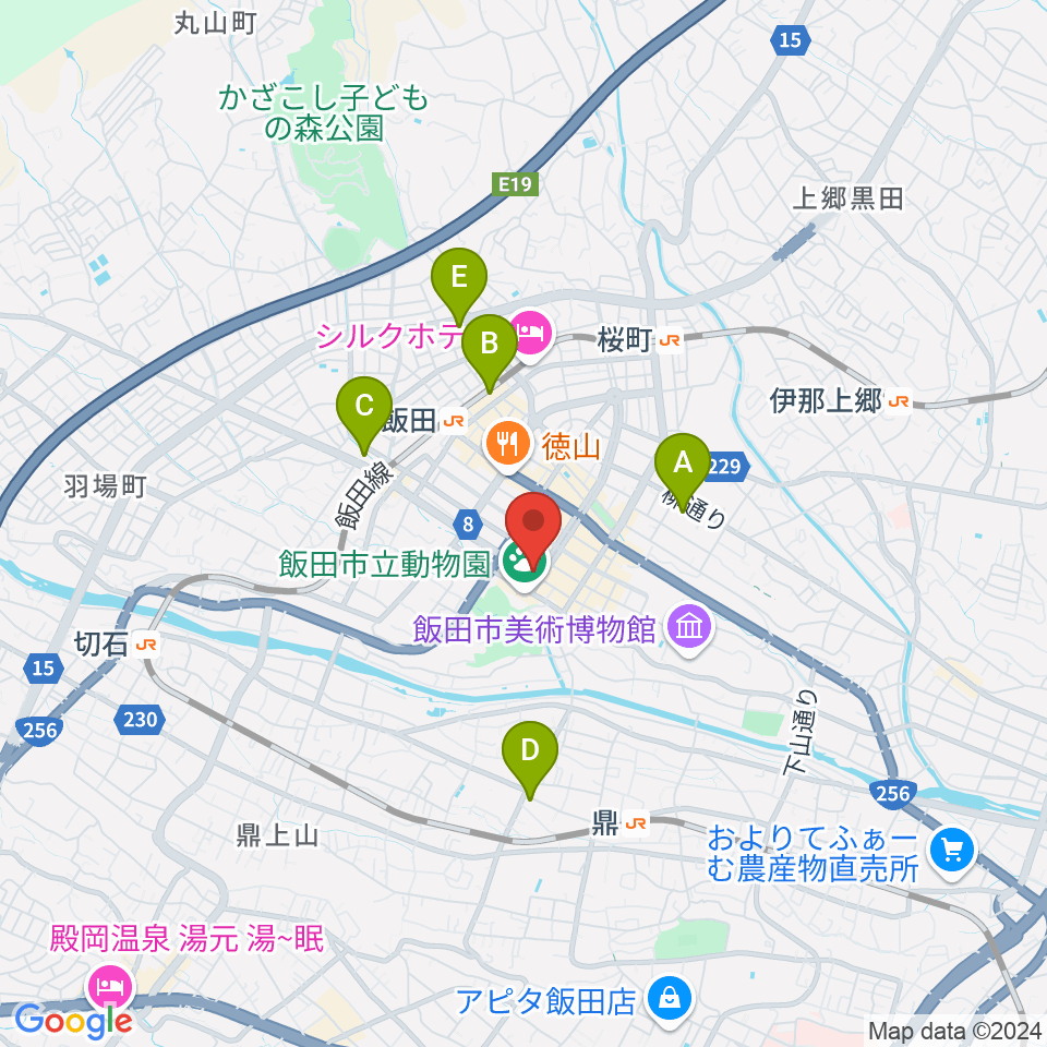 飯田CANVAS周辺のコンビニエンスストア一覧地図