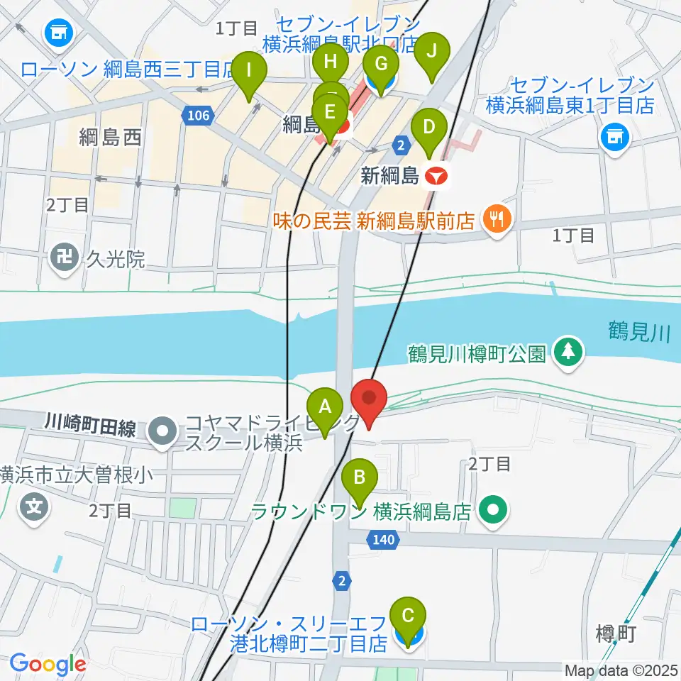 綱島フライドポテト周辺のコンビニエンスストア一覧地図
