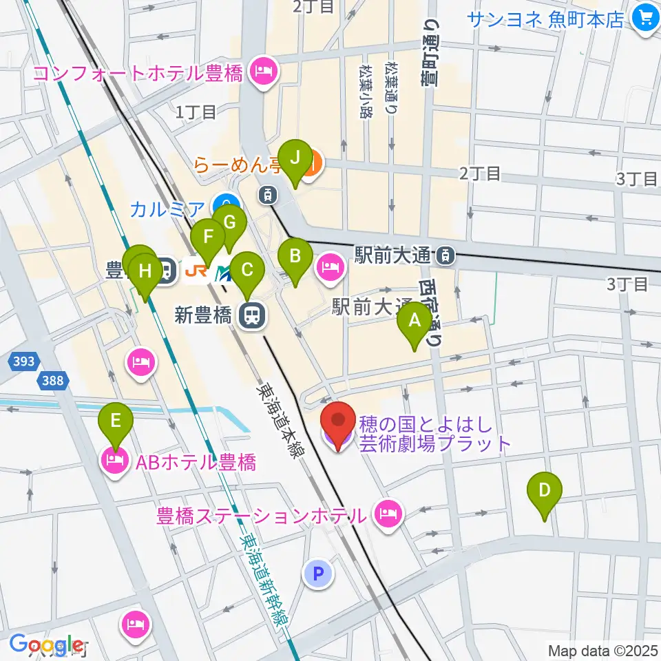 穂の国とよはし芸術劇場プラット周辺のコンビニエンスストア一覧地図