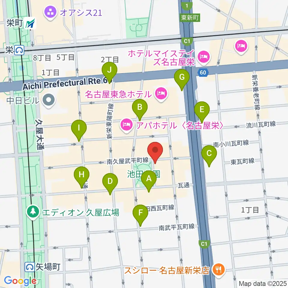 名古屋レッドドラゴン周辺のコンビニエンスストア一覧地図
