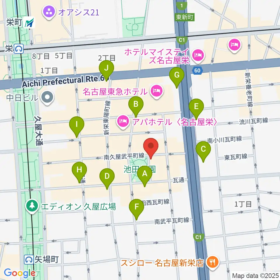 名古屋レッドドラゴン周辺のコンビニエンスストア一覧地図