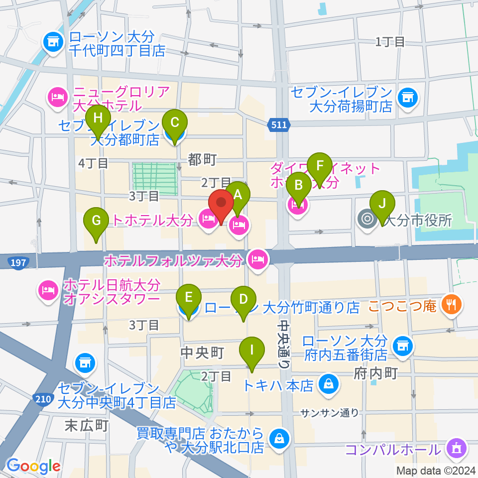 大分音楽館周辺のコンビニエンスストア一覧地図