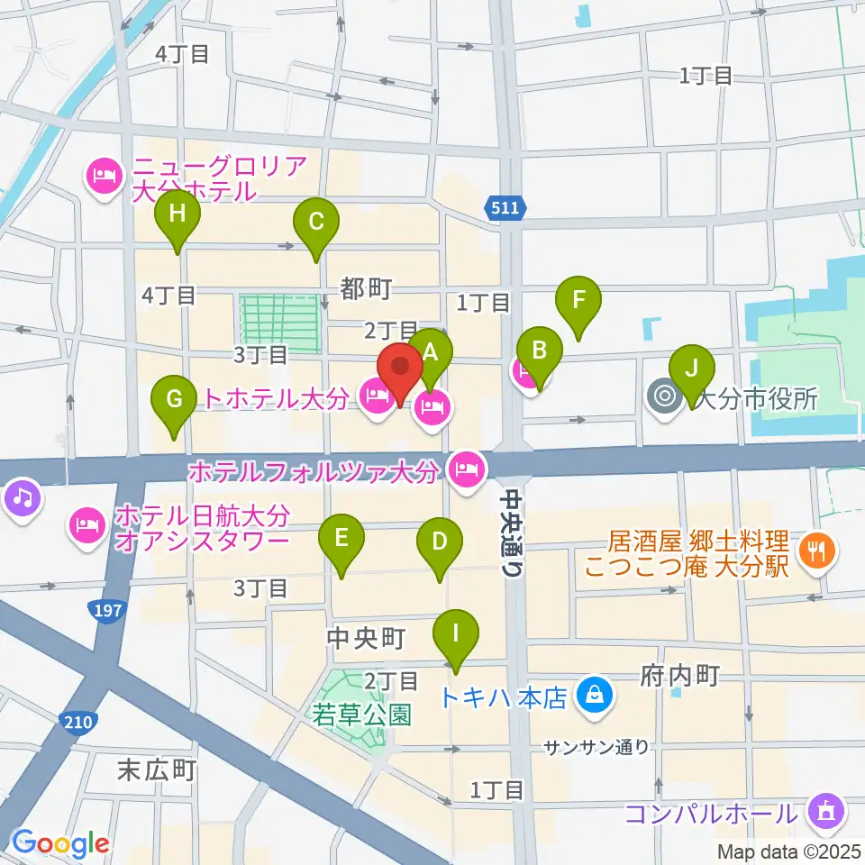 大分音楽館周辺のコンビニエンスストア一覧地図