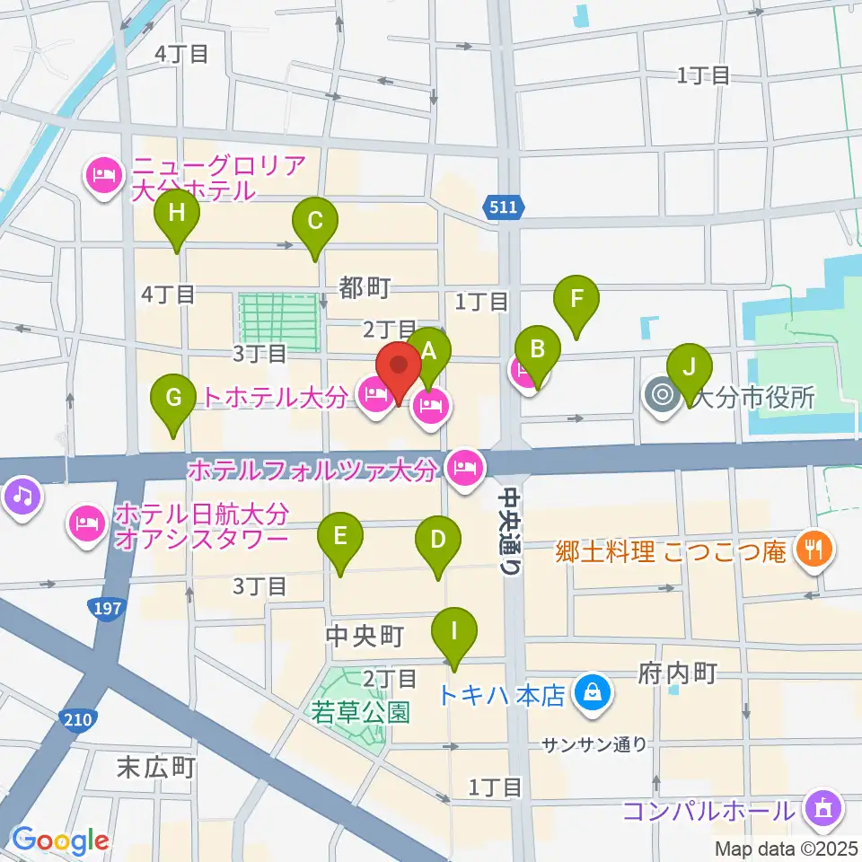 大分音楽館周辺のコンビニエンスストア一覧地図