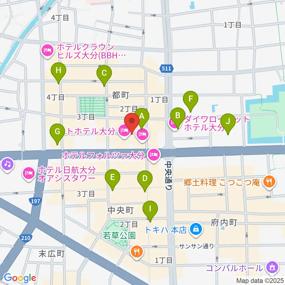 大分音楽館周辺のコンビニエンスストア一覧地図