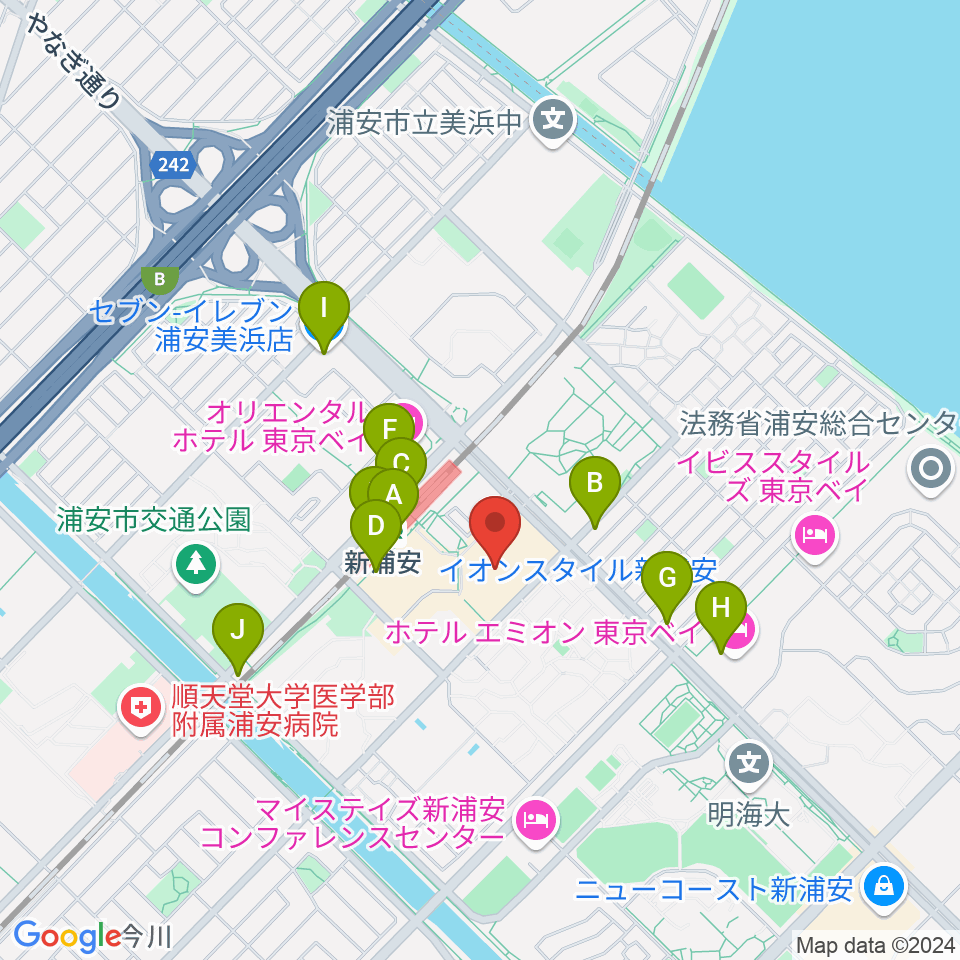 伊藤楽器 新浦安センター周辺のコンビニエンスストア一覧地図