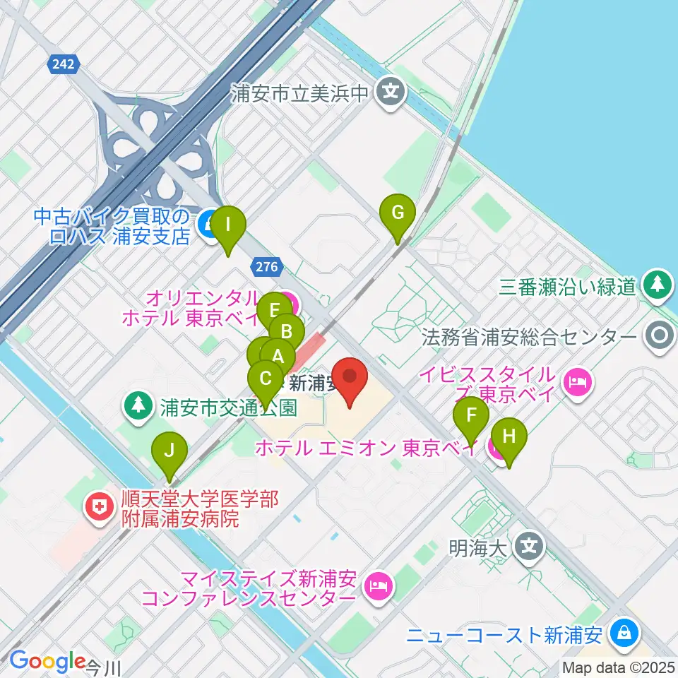 伊藤楽器 新浦安センター周辺のコンビニエンスストア一覧地図