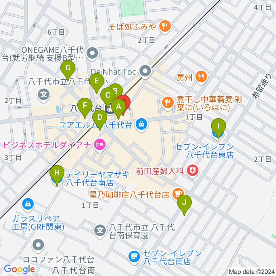 伊藤楽器 八千代台センター周辺のコンビニエンスストア一覧地図