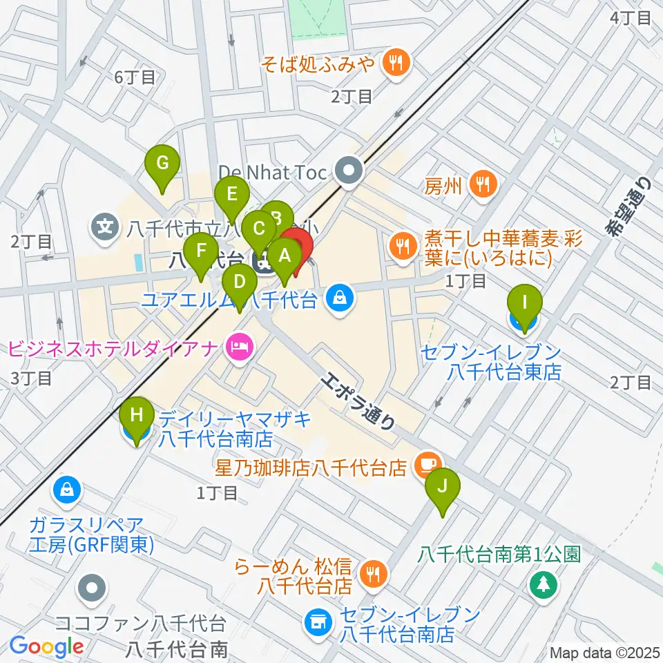 伊藤楽器 八千代台センター周辺のコンビニエンスストア一覧地図