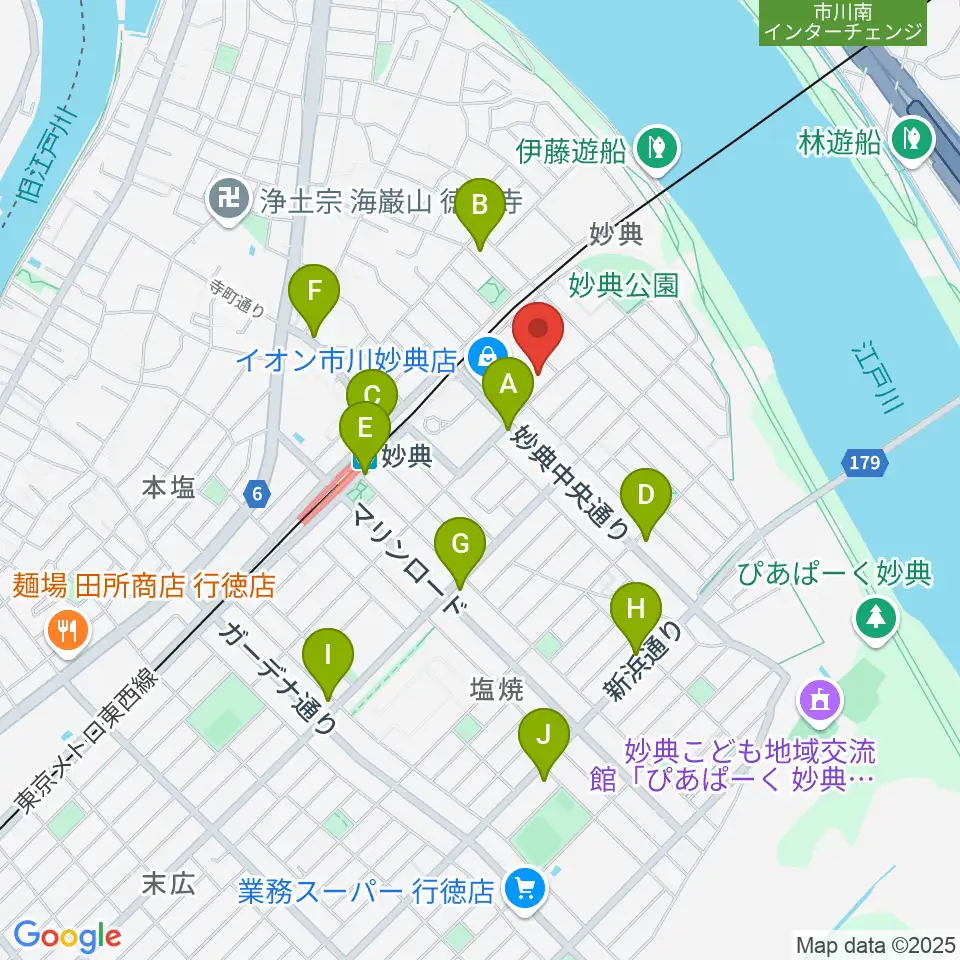 伊藤楽器 妙典イオンセンター周辺のコンビニエンスストア一覧地図