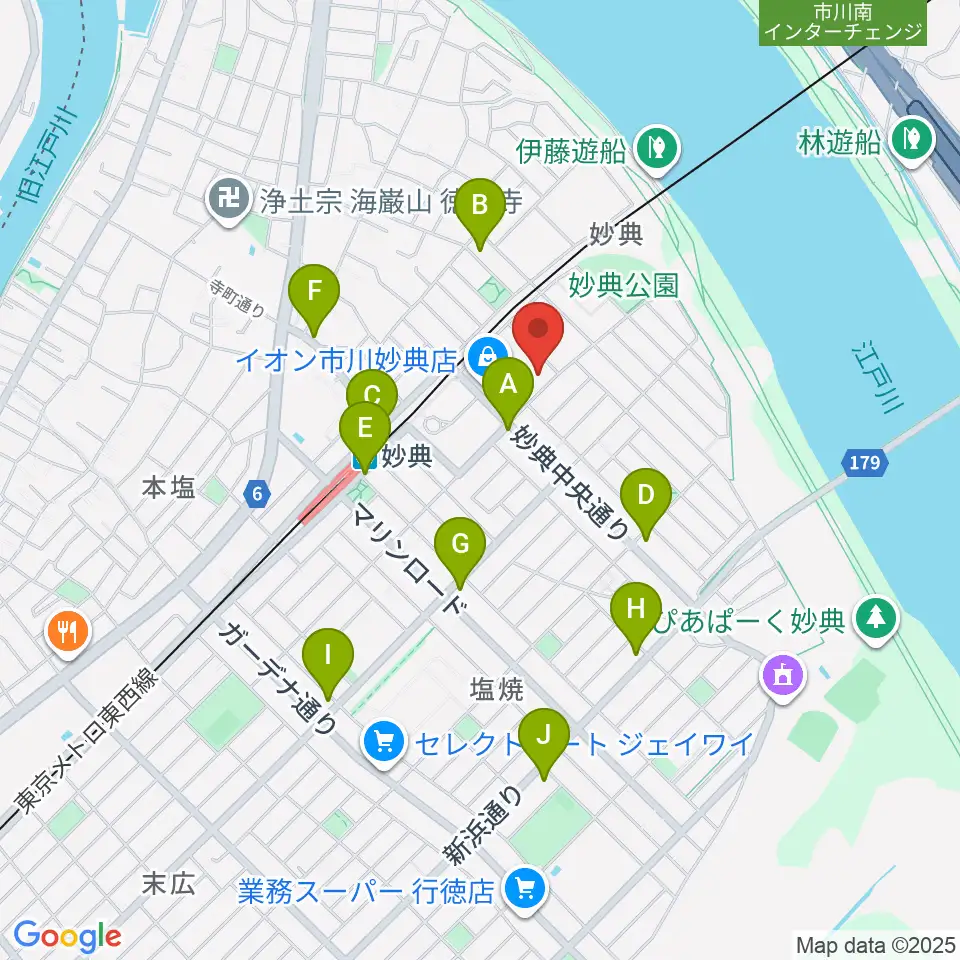 伊藤楽器 妙典イオンセンター周辺のコンビニエンスストア一覧地図