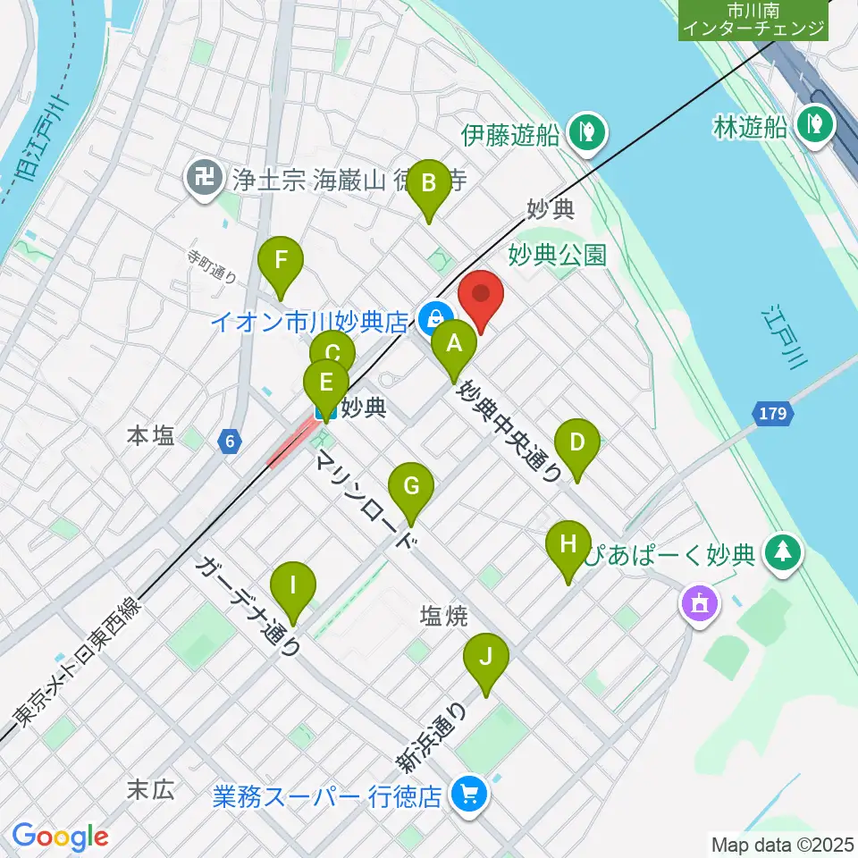 伊藤楽器 妙典イオンセンター周辺のコンビニエンスストア一覧地図