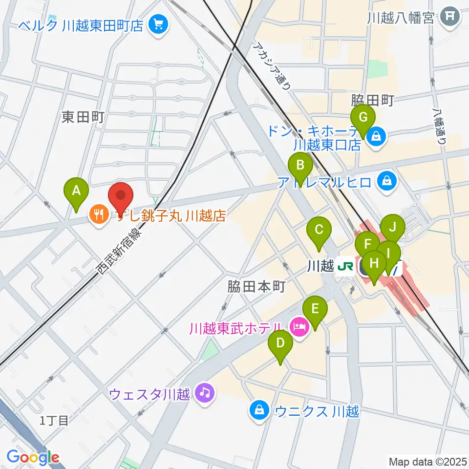 川越DEPARTURE周辺のコンビニエンスストア一覧地図