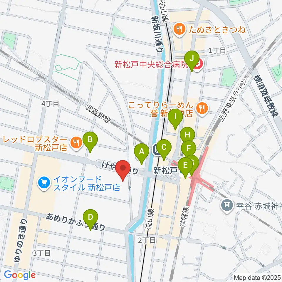 伊藤楽器 新松戸センター周辺のコンビニエンスストア一覧地図