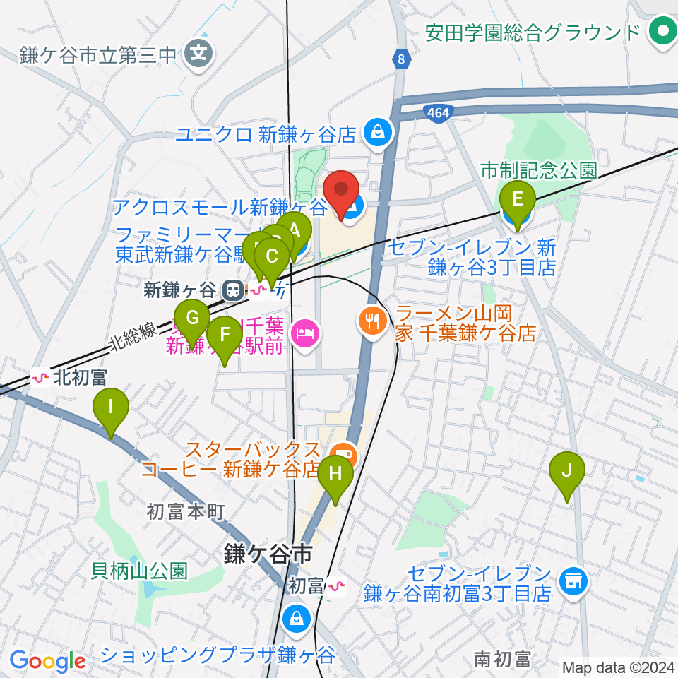 伊藤楽器 新鎌ヶ谷センター周辺のコンビニエンスストア一覧地図