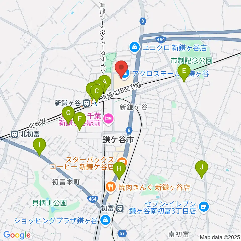 伊藤楽器 新鎌ヶ谷センター周辺のコンビニエンスストア一覧地図