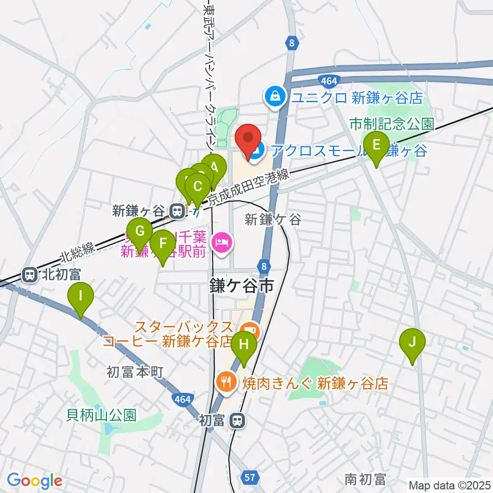 伊藤楽器 新鎌ヶ谷センター周辺のコンビニエンスストア一覧地図