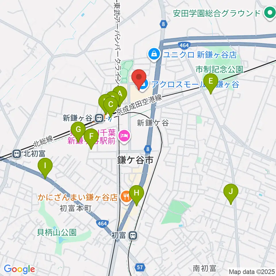 伊藤楽器 新鎌ヶ谷センター周辺のコンビニエンスストア一覧地図