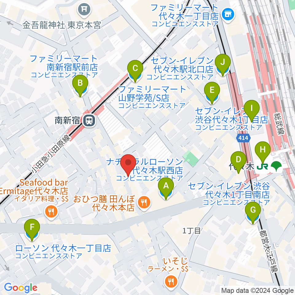 代々木アルティカセブン周辺のコンビニエンスストア一覧地図