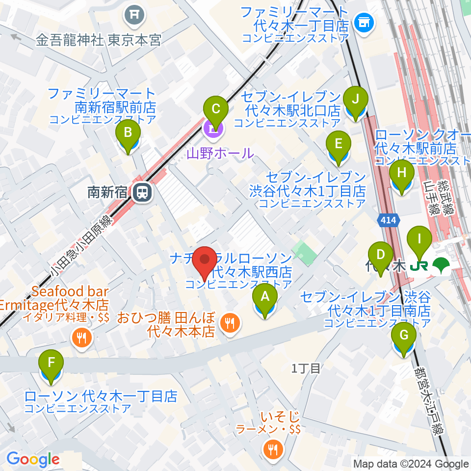 代々木アルティカセブン周辺のコンビニエンスストア一覧地図