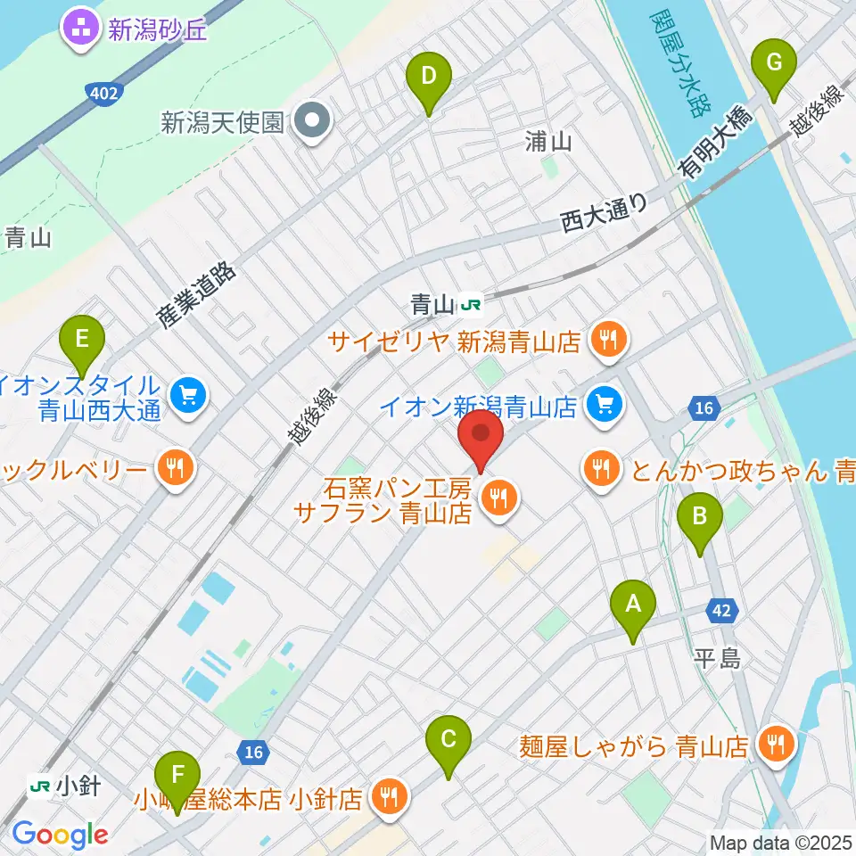 青山リハーサルスタジオ新潟店周辺のコンビニエンスストア一覧地図