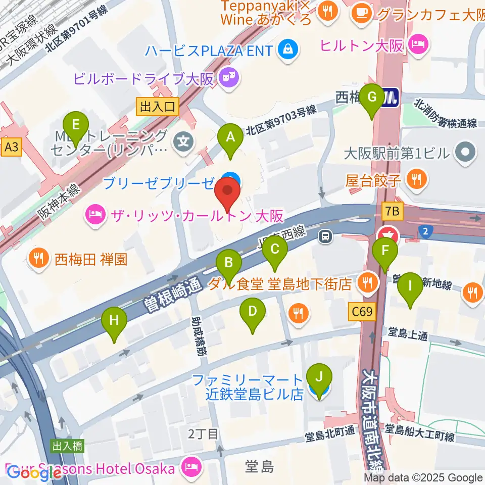 MIKIミュージックサロン西梅田ブリーゼブリーゼ周辺のコンビニエンスストア一覧地図